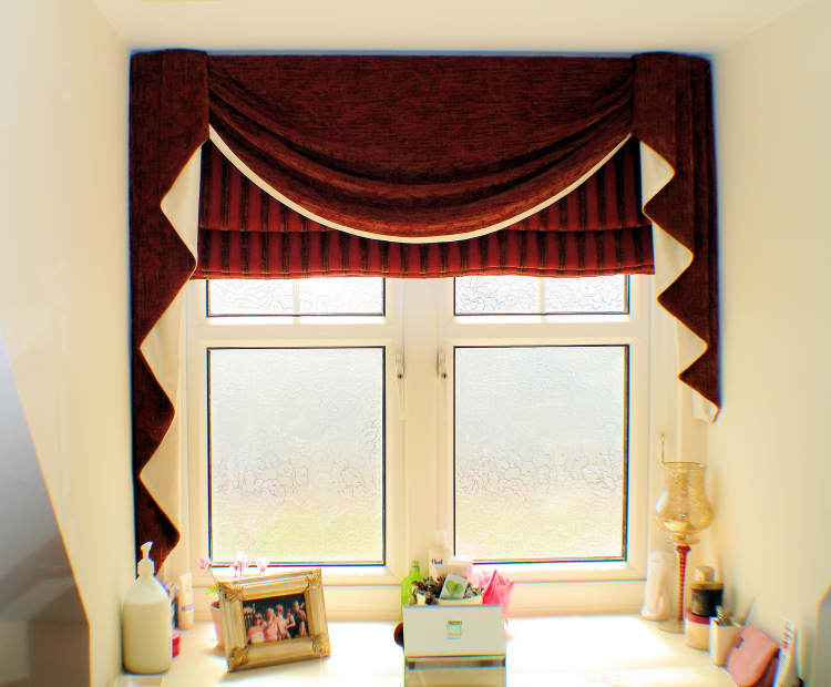 Hand made blinds in window